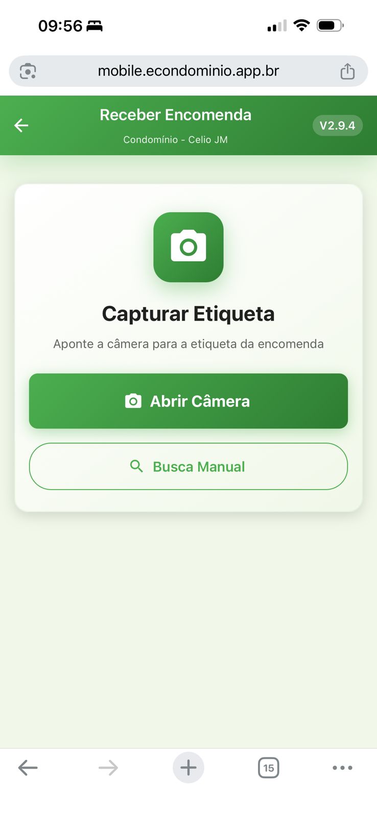 Tela de captura de etiqueta